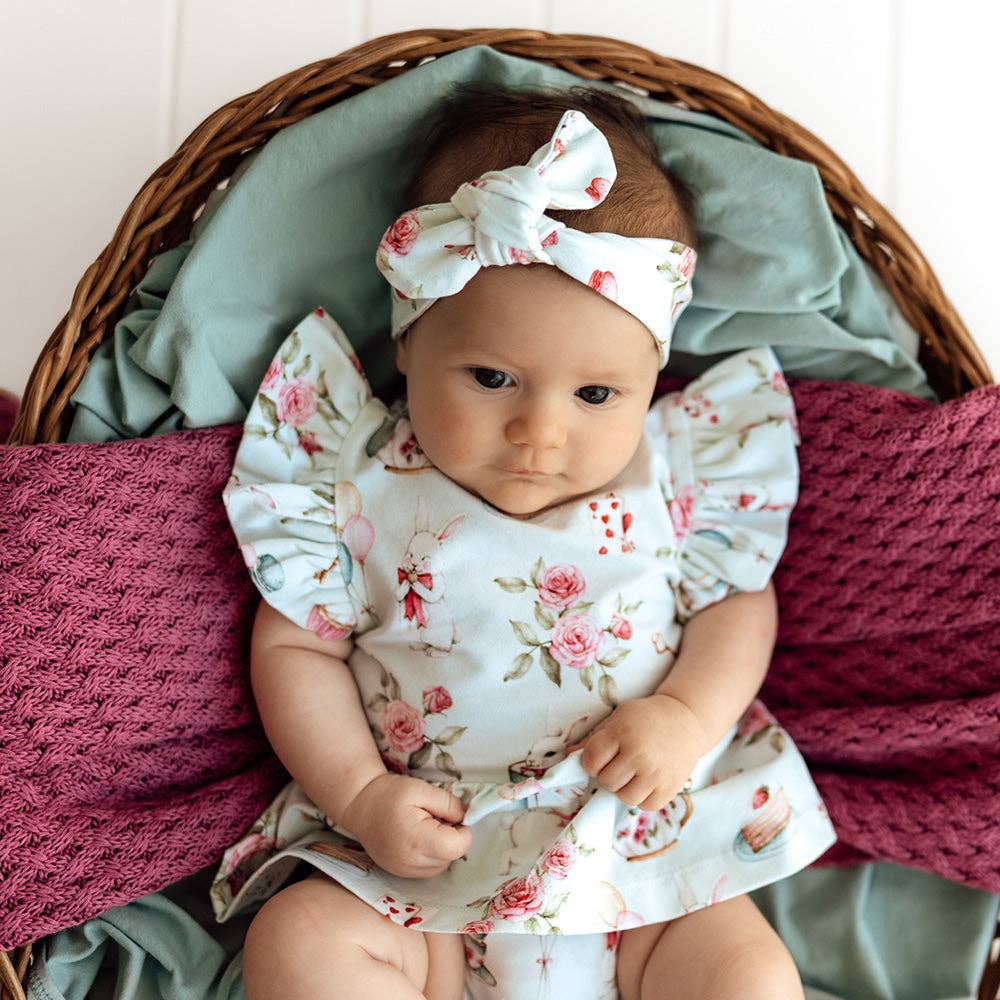 White Rabbit Short Sleeve Organic Baby Girl Dress, Size 4, GOTS Certified Organic Cotton