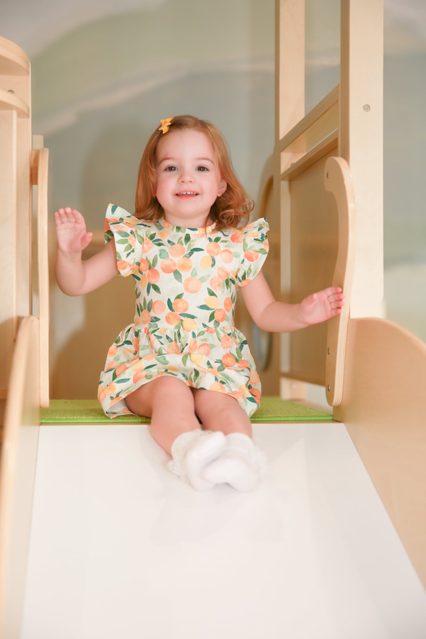 Baby in Citrus Squeeze Organic Cotton Short Sleeve Dress — summer first birthday outfit inspiration