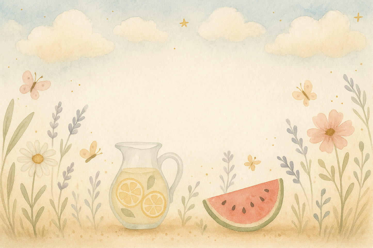 Watercolor summer scene banner