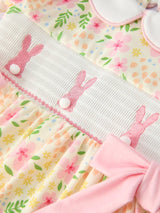 Easter Bunny Embroidery Smocking Cute Baby Girls Dress by Rylee Faith Designs - Detail View - Easter Baby Clothing