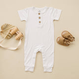 Bamboo Henley Romper - Snap Closure Detail
