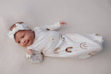 Rainbow Knotted Gown | Newborn by Three Little Tots - Side View - Newborn Baby Clothing