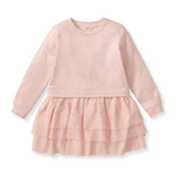 Organic Girl Sweatshirt Dress | Pink Ruffle by The Honey and Bro Co. - Back View