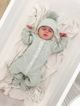 Textured Cotton Long Romper | Sea Mist by The Honey and Bro Co. - Lifestyle View
