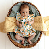 Citrus Squeeze Organic Cotton Short Sleeve Dress - On Baby Side