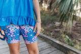 Bright Blue Floral Hi-Lo Short Set | Girls by Adorable Sweetness - Detail View