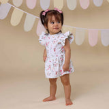 White Rabbit Organic Cotton Short Sleeve Dress by Snuggle Hunny - Close-Up - Easter Baby Clothing