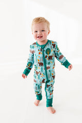Woody Woodland Bamboo Pajamas | Baby Sleeper by Bird & Bean® - Detail View
