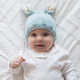 BUNNY EARS BLUE BEANIE HAT by Huggalugs - Detail View - Easter Baby Clothing