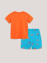 Boys cartoon knit cotton summer short set - view 3 for toddlers 2Y-5Y