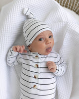 Black Stripe Baby Outfit - Pants Detail with Stretchy Waistband