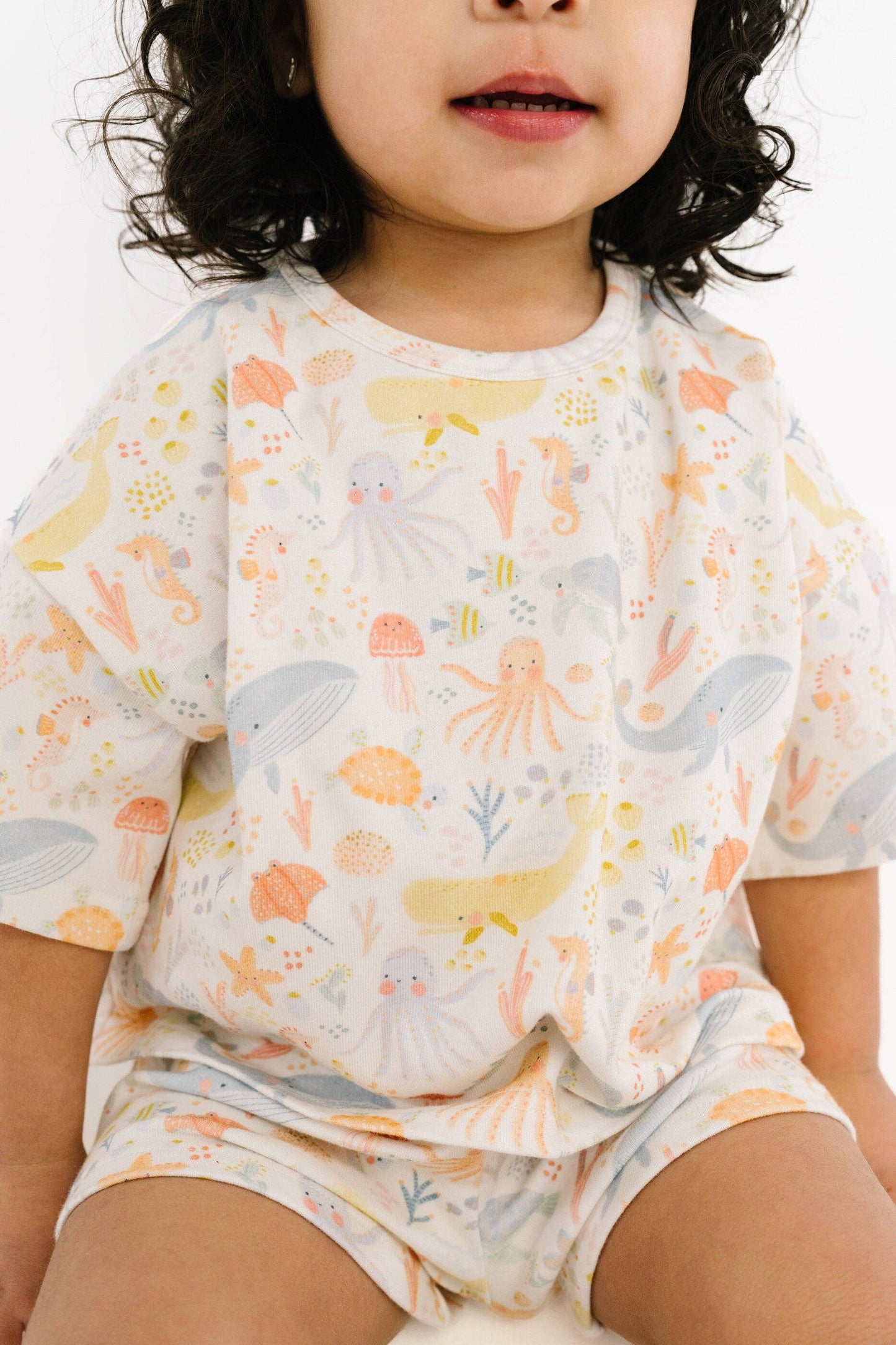 Underwater Friends Slouchy Set - Sea Creature Print Detail Close-Up