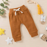 3pcs Solid Ribbed Long-sleeve and Trouser Set by PatPat - View 13