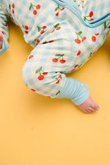 Cherry Picnic Bamboo Footed Sleeper Pajamas - 2-Way Zipper Close-Up
