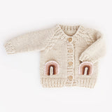 Mauve Rainbow Pocket Cable Knit Cardigan - Front View by Huggalugs