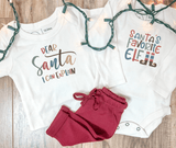 Christmas graphic onsie | Santas Favorite Elf (long sleeve) by Finn + Emma - Detail View