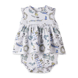 Seashore Skirted Bodysuit – Bamboo Baby Girl One-Piece by The Honey and Bro Co. - Detail View