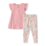 Cherry Blossom Organic Cotton Tunic & Leggings Set by The Honey and Bro Co. - Back View