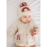 Mauve Rainbow Cardigan - Coconut Shell Button Detail