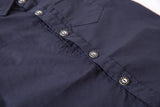 Navy Blue Cotton Button-Down Shirt – Baby & Toddler by The Honey and Bro Co. - Back View