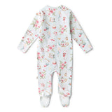 White Rabbit Organic Cotton Zip Footie Sleepsuit by Snuggle Hunny - Close-Up - Easter Baby Clothing