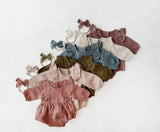 Gabriella Long-Sleeve Romper Victorian Pink - Front View by Olive & Cradle