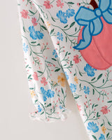 Halloween Baby Girls Ruffle Pumpkin Applique & Floral Print Romper by The Honey and Bro Co. - Close-Up