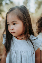Charlotte Cloud Organic Muslin Sleeveless Dress | Cloud Blue by Mimi & Me - Front View