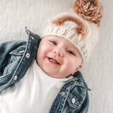 Mauve Rainbow Knit Beanie Hat by The Honey and Bro Co. - Lifestyle View