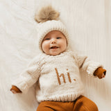 Hi. Pecan Crew Neck Sweater by Huggalugs - Detail View
