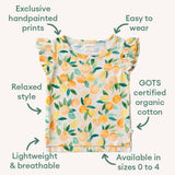 Sunny Citrus Organic Cotton Frill Tee - Frill Sleeve Detail
