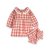 Holly Gingham Baby Dress & Bloomer Set - Front View by Viverano Organics
