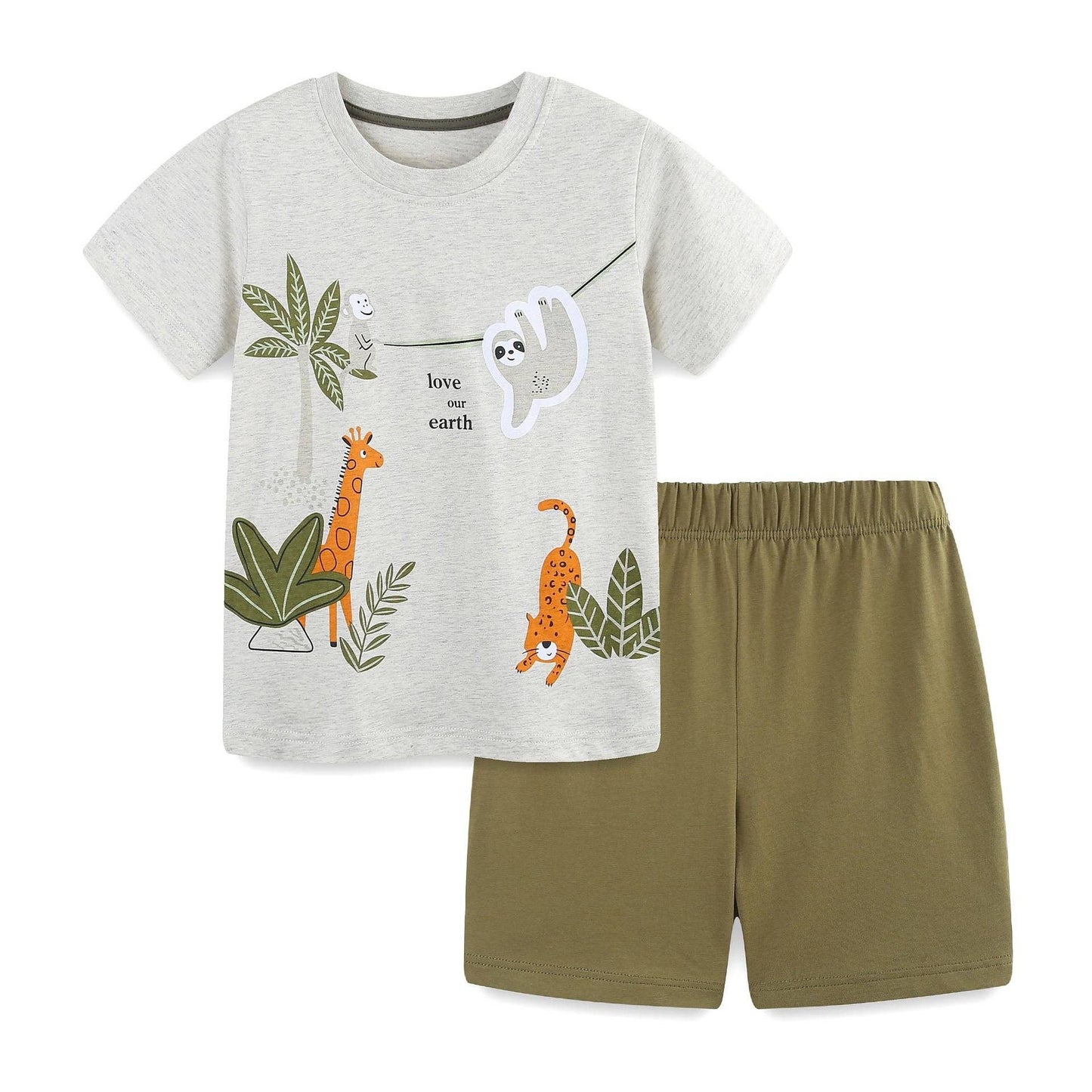 Boys animal cartoon cotton two-piece summer set - view 2 for toddlers 2Y-5Y