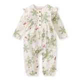 Holiday Snowflakes Baby Girl Jumpsuit by The Honey and Bro Co. - Front View