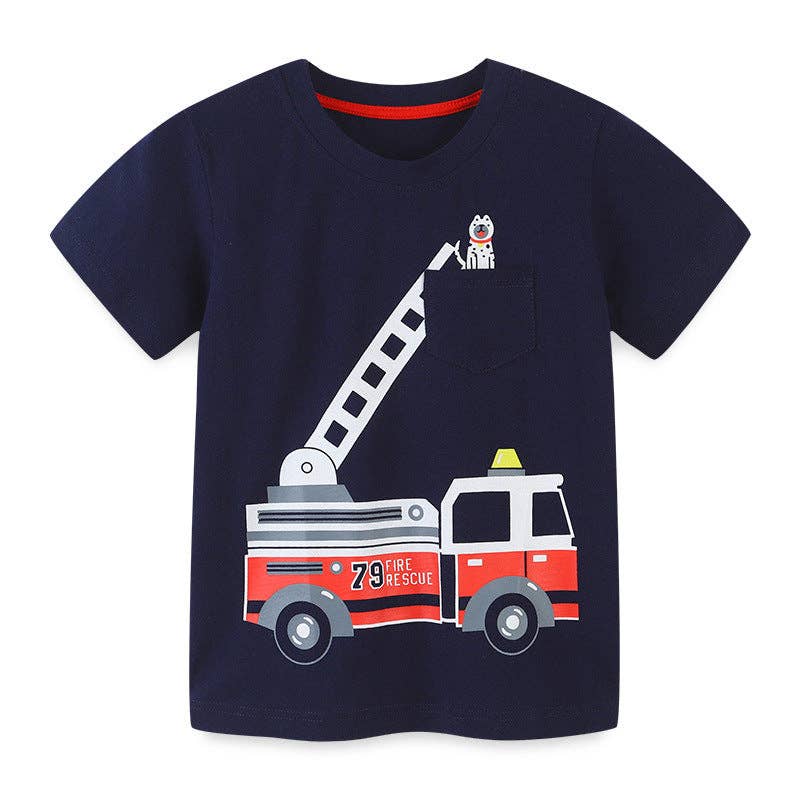 Boys cute cartoon cotton short sleeve t-shirt for toddlers 2Y-5Y