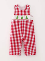 Boys Smocked Romper with Embroidered Tree | Classic Boutique Outfit by Rylee Faith Designs - Back View