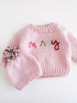 Organic Cotton Pink Snowflake Baby Sweater by Figgy Friends - Back View
