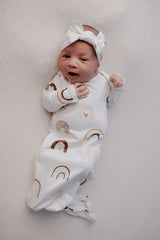 Rainbow Knotted Gown | Newborn by Three Little Tots - Fabric Detail