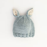 BUNNY EARS BLUE BEANIE HAT by Huggalugs - Front View - Easter Baby Clothing