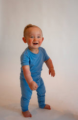 Summer Blue Bamboo Two-Piece Pajama Set - Front View