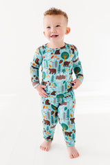 Woody Woodland Bamboo Pajamas | Kids Two-piece Set by The Honey and Bro Co. - Back View