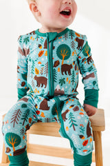 Woody Woodland Bamboo Pajamas | Baby Sleeper by Bird & Bean® - Lifestyle View