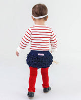 Red Footless Ruffle Tights | Girls by RuffleButts + RuggedButts - Front View