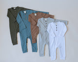 Organic Cotton Henley Romper | Baby Long Sleeve by The Honey and Bro Co. - Front View