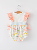 Easter Bunny Embroidery Girls Romper by Rylee Faith Designs - Back View - Easter Baby Clothing