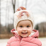 Mauve Rainbow Knit Beanie Hat by The Honey and Bro Co. - Back View