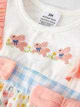 Easter Bunny Embroidery Girls Romper by Rylee Faith Designs - Detail View - Easter Baby Clothing