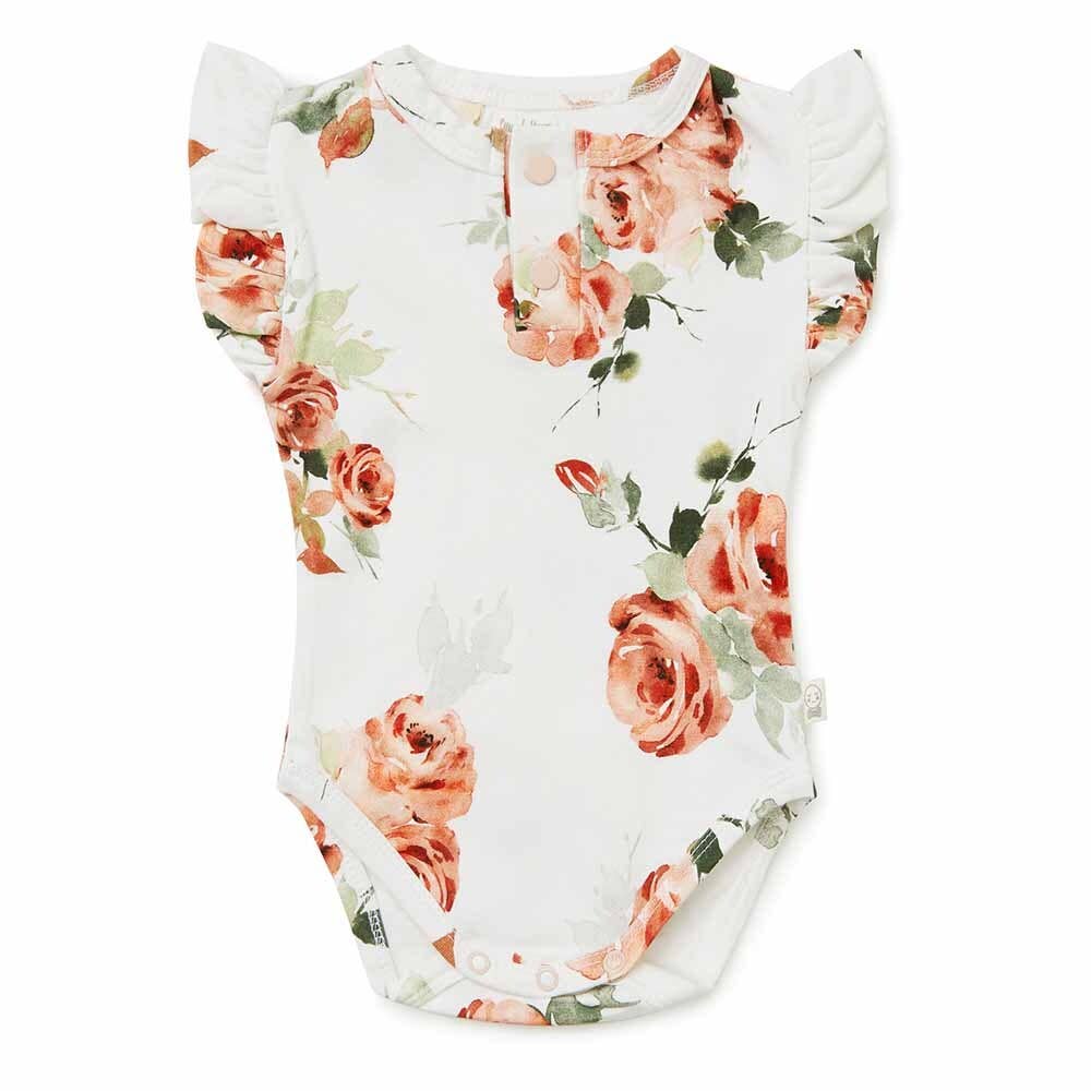 Rosebud Organic Cotton Frill Bodysuit - Back View