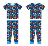Baseball Bamboo Two-Piece Pajamas for Kids by Joan's - Front view showing hand-drawn baseball print top and pants set