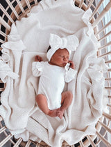 Knit Oversized Bow | White by Petite + Co - Front View